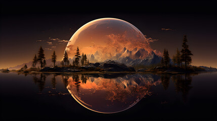 The planet of the universe,,
Adventure landscape travel background with copy space, space backdrop,Pro Photo

