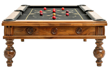 Carrom table, Billiard table, Classic table, 8 ball pool table Isolated on transparent background.