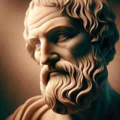 the head of the sculpture of the ancient Greek philosopher, на нейтральном фоне