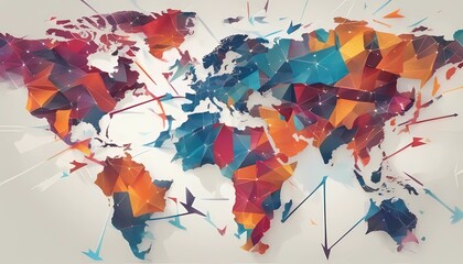 Naklejka premium concept of global business expansion, with abstract world map fragments