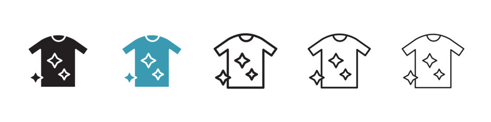 Spotless tee vector icon set. Unstained garment vector symbol for UI design. - obrazy, fototapety, plakaty