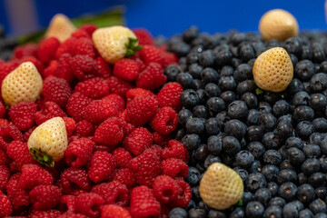 organically grown raspberries and blackberries