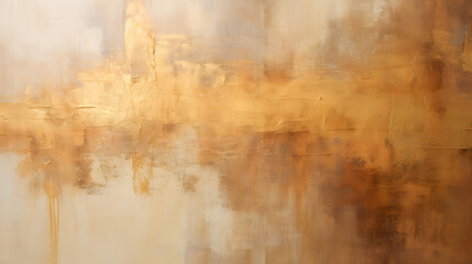 Luxury golden venetian plaster wall background. Decorative gold plaster texture for design. Gold color abstract painted on grunge rough concrete wall stucco surface.