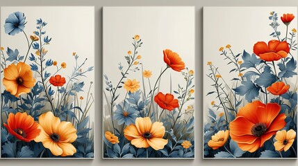 Spring abstract vector backgrounds with flowers, green branches and leaves. Art illustration for card, banner, invitation, social media post, poster, mobile apps, advertising, generative ai,