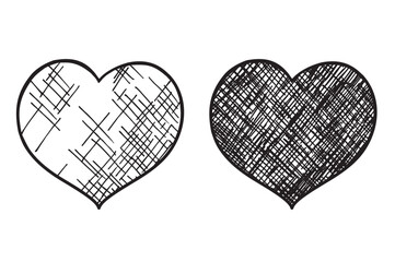 Hearts. Vector hand drawn love concept sketch. Engraving illustration isolated on a white background. For web, poster, info graphic.