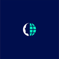 globe face futuristic logo design brand sign logo design