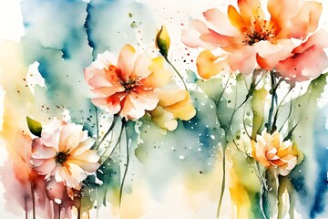 Art Design Flower Abstract Hand watercolor painting on paper