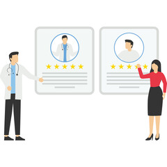 Young woman talking with female doctor. Planning for pregnancy, treatment of diseases, maintaining health. Vector illustration with bright characters. For sites, catalogs and presentations.

