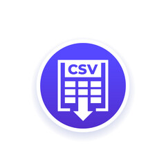 csv file download icon, vector design
