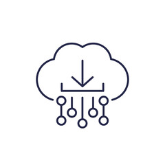 Download icon with a cloud, line vector