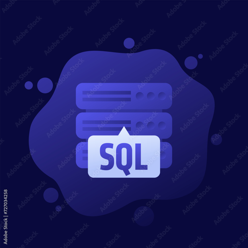 Poster sql server icon, vector design
