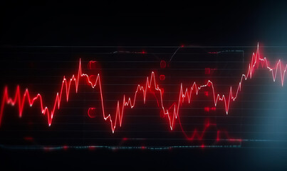 Obraz premium Red stock chart and ticker symbol on black background