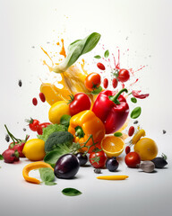 Obraz na płótnie Canvas Fresh fruit and vegetables bursting out of the screen