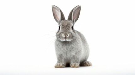 Grey rabbit isolated on a white background.