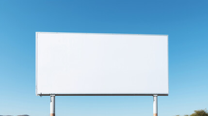 Obraz premium Blank white horizontal billboard on city background during daytime, front view, mockup, advertising concept