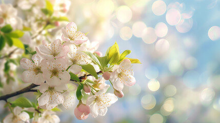 Cherry Blossoms: beautiful spring bokeh wallpaper in white