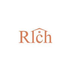 The RICH logo with a minimalist house is suitable for real estate and construction companies