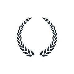 icon wreaths and branches with leaves. Hand drawing laurel wreaths and branches