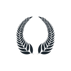 icon wreaths and branches with leaves. Hand drawing laurel wreaths and branches