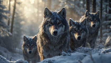 wolf in winter forest