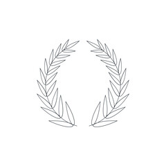 icon wreaths and branches with leaves. Hand drawing laurel wreaths and branches