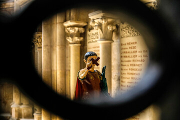 Saint Julien cathedral, Le Mans, France. Saint Martin statue in a chapel