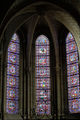 Saint Julien cathedral, Le Mans, France. Stained glass