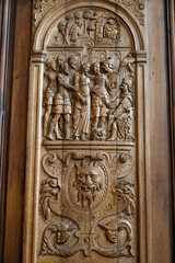 Saint Julien cathedral, Le Mans, France. 16th century relief in the sacristy