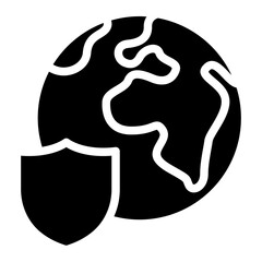 planet earth with shield icon