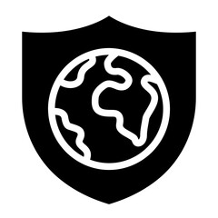 planet earth with shield icon