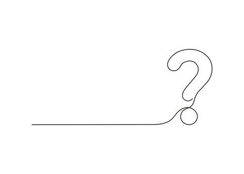 recommend clip art: Question mark, one line continuous drawing. Simple minimalism design style, linear background with question sign. Help, ask, support, FAQ. Vector outline