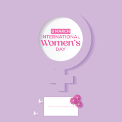 Celebrating International Women's Day Banner, Vector  Women's Day Icon Origami Inspired design. 
