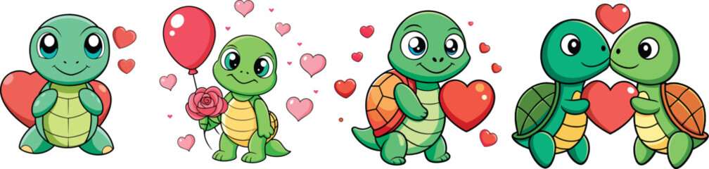 Cartoon depicting turtle with heart-