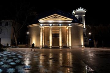 Fototapeta premium St Peter-St Paul catholic church at night, Courbevoie, France