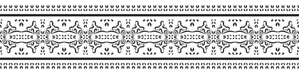 Ethnic seamless stripe pattern. Vintage border ornament vector. Classic ornate antique element. Baroque rococo floral style. Decorative design for frame, page, poster, greeting card, invitation, menu.