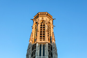 Saint-Germain-l'Auxerrois catholic church spire, Paris, France - obrazy, fototapety, plakaty