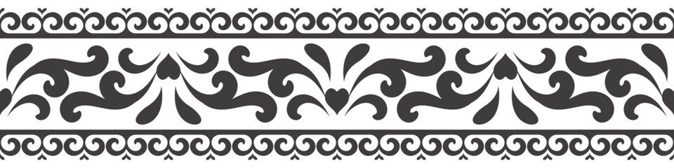 Ethnic seamless stripe pattern. Vintage border ornament vector. Classic ornate antique element. Baroque rococo floral style. Decorative design for frame, page, poster, greeting card, invitation, menu.