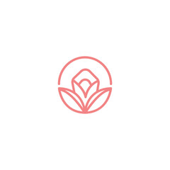 Abstract minimal flower vector logo design