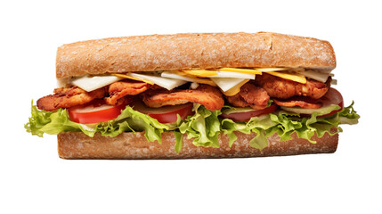 healthy chicken pastrami sandwich with sau,Isolated on transparent PNG background, Generative ai