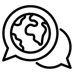 chat bubble with globe symbol, icon vector