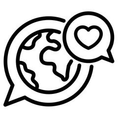 chat bubble with globe symbol, icon vector