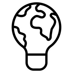 Light bulb with planet earth icon inside