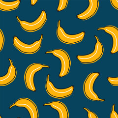 Blue seamless pattern with bananas