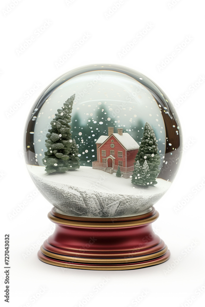 Poster snow globe retro toy collectible item. created with generative ai technology