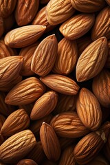 Macro shot of a hulled almonds. A nut rich in protein and micronutrients.