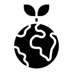 planet earth with sprout icon
