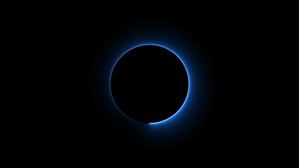 Circle neon light loading royal blue color illustration. On the black background uploading icon 4k illustration.