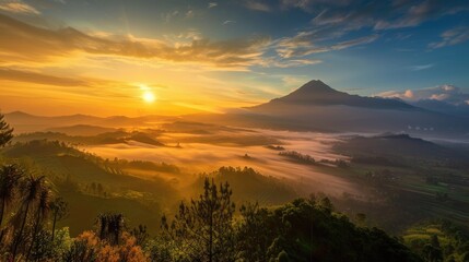 sunset over the mountains