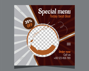 Free food social media promotion and Instagram banner post design template.