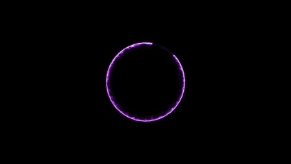 Circle neon light loading purple color illustration. On the black background uploading icon 4k illustration.